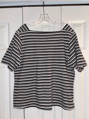 LLBEAN Striped Navy & White Women’s Boatneck Top 1X